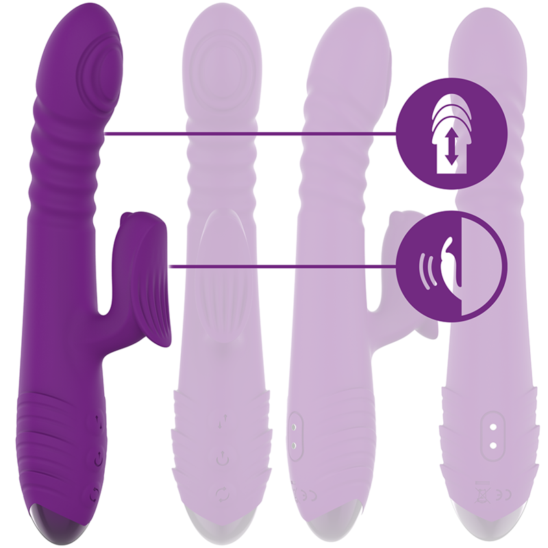 INTENSE - VIBRATORE MULTIFUNZIONE RICARICABILE IGGY UP & DOWN CON STIMOLATORE CLITORALE VIOLA - INTENSE FUN | Lingerie Harness Boutique