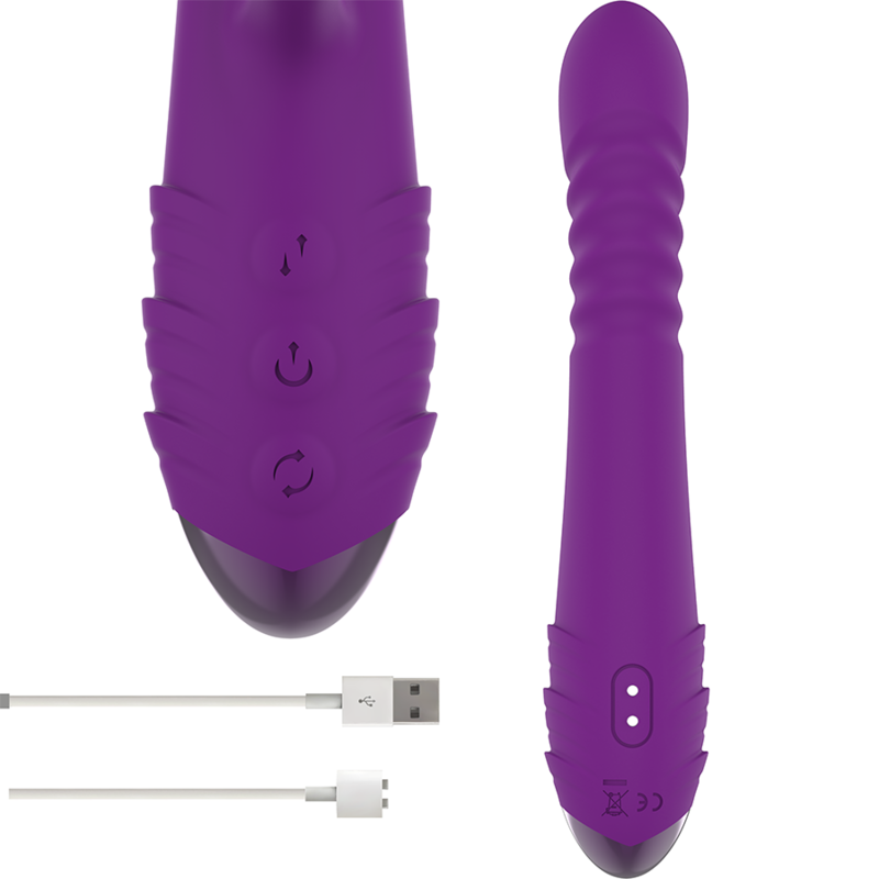 INTENSE - VIBRATORE MULTIFUNZIONE RICARICABILE IGGY UP & DOWN CON STIMOLATORE CLITORALE VIOLA - INTENSE FUN | Lingerie Harness Boutique