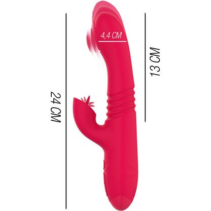 INTENSE - RECHARGEABLE MULTIFUNCTIONAL VIBRATOR UP &amp; DOWN DUA WITH RED TONGUE