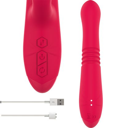 INTENSE - RECHARGEABLE MULTIFUNCTIONAL VIBRATOR UP &amp; DOWN DUA WITH RED TONGUE