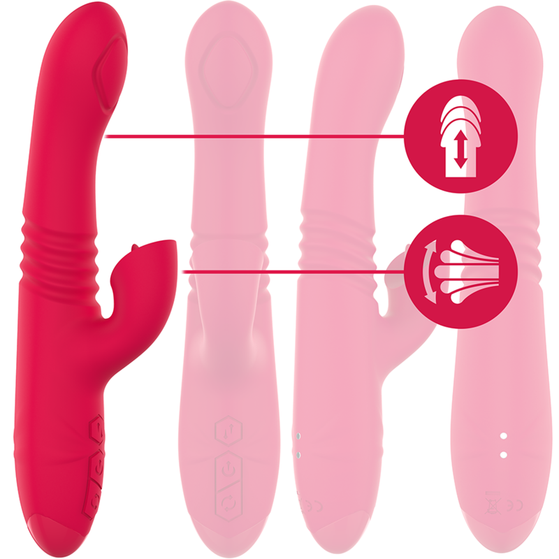 INTENSE - VIBRATORE MULTIFUNZIONE RICARICABILE UP & DOWN DUA CON LINGUA ROSSA - INTENSE FUN | Lingerie Harness Boutique