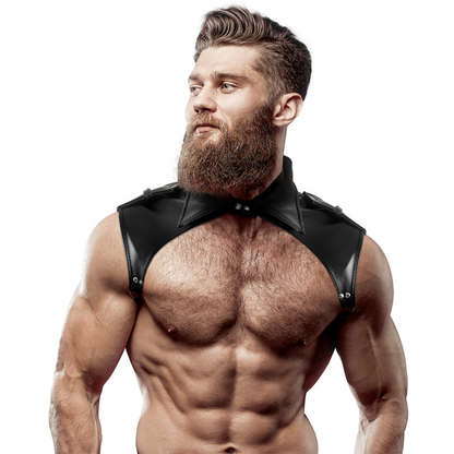 FETISH SUBMISSIVE ATTITUDE - BRIGADE ADJUSTABLE FAUX LEATHER NECK HARNESS FOR MEN