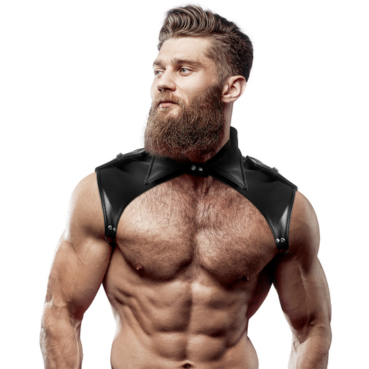 FETISH SUBMISSIVE ATTITUDE - IMBRACATURA PER IL COLLO IN ECOPELLE REGOLABILE DA UOMO BRIGADE - FETISH SUBMISSIVE ATTITUDE | Lingerie Harness Boutique