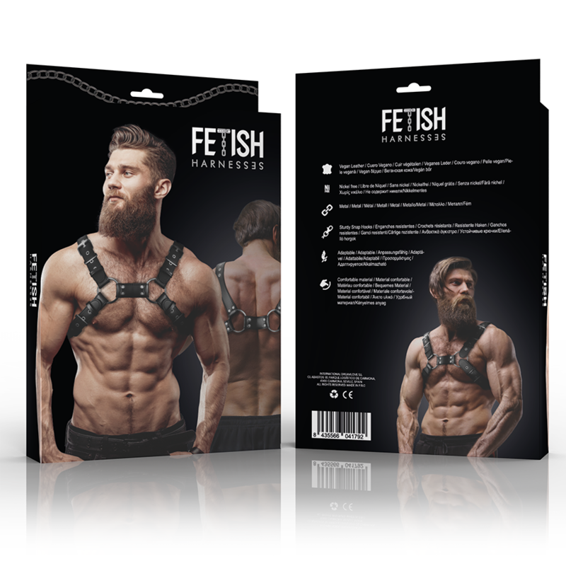 FETISH SUBMISSIVE ATTITUDINE - IMBRACATURA PER BULLDOG IN ECOPELLE REGOLABILE DA UOMO - FETISH SUBMISSIVE ATTITUDE | Lingerie Harness Boutique