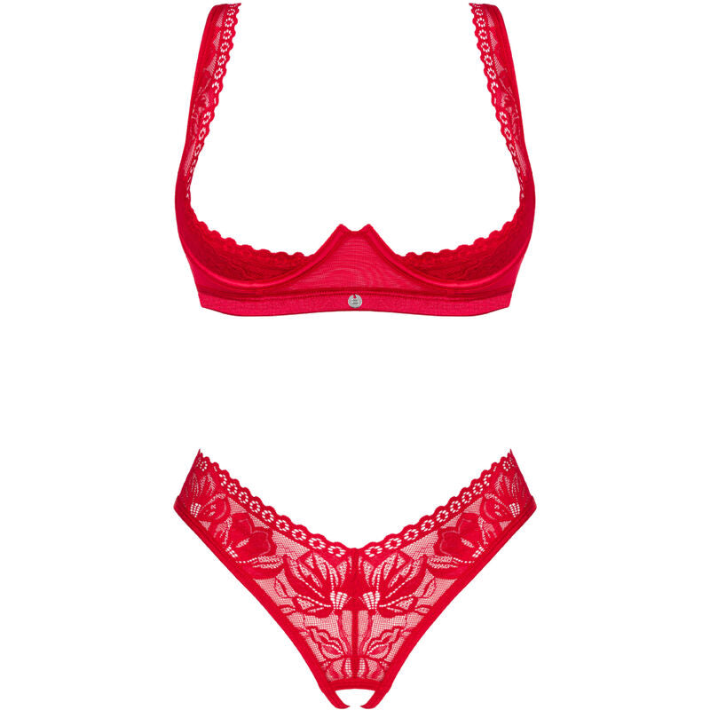 OBSESSIVE - LACELOVE TWO PIECE CUPLESS RED SET XS/S