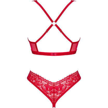 OBSESSIVE - LACELOVE TWO PIECE CUPLESS RED SET XS/S