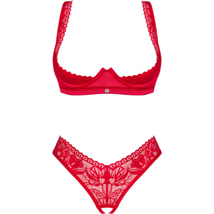 OBSESSIVE - LACELOVE TWO PIECE CUPLESS RED SET XS/S