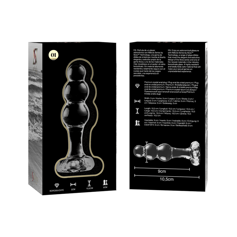 NEBULA SERIES BY IBIZA - MODELLO 1 TAPPO VETRO BOROSILICATO TRASPARENTE 10.5 CM -O- 3 CM - NEBULA SERIES BY IBIZA | Lingerie Harness Boutique