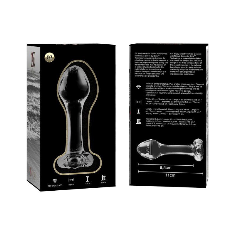 NEBULA SERIES BY IBIZA - MODELLO 2 PLUG ANALE VETRO BOROSILICATO TRASPARENTE 11 CM -O- 3.5 CM - NEBULA SERIES BY IBIZA | Lingerie Harness Boutique