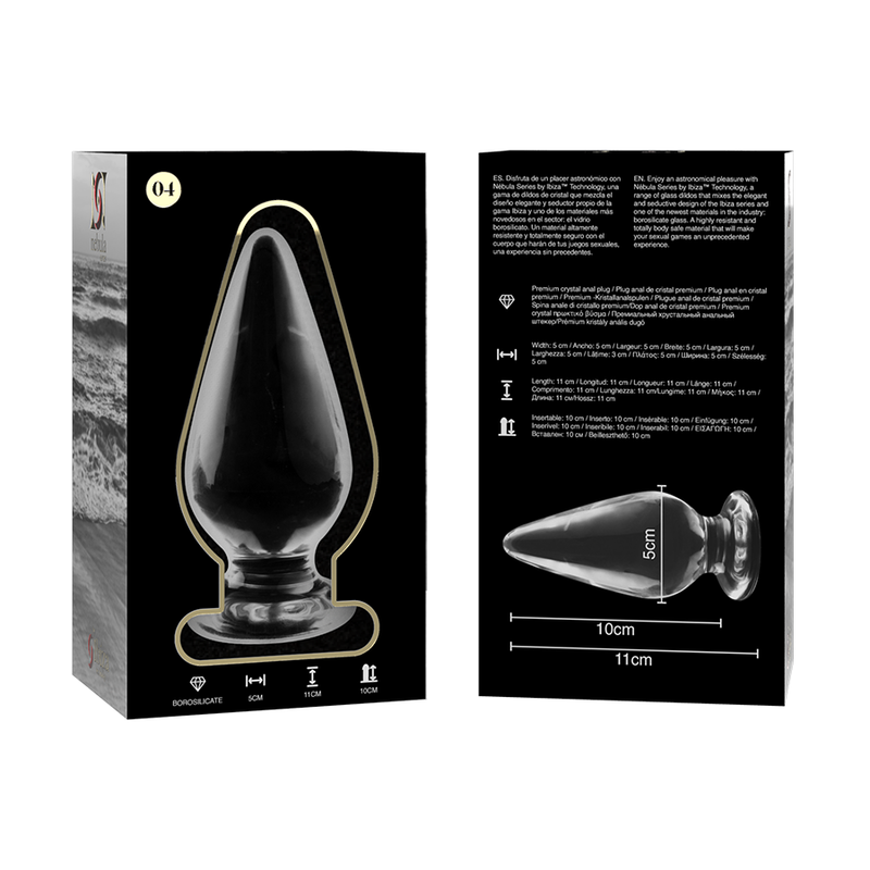 NEBULA SERIES BY IBIZA - MODELLO 4 PLUG ANALE VETRO BOROSILICATO TRASPARENTE 11 CM -O- 5 CM - NEBULA SERIES BY IBIZA | Lingerie Harness Boutique