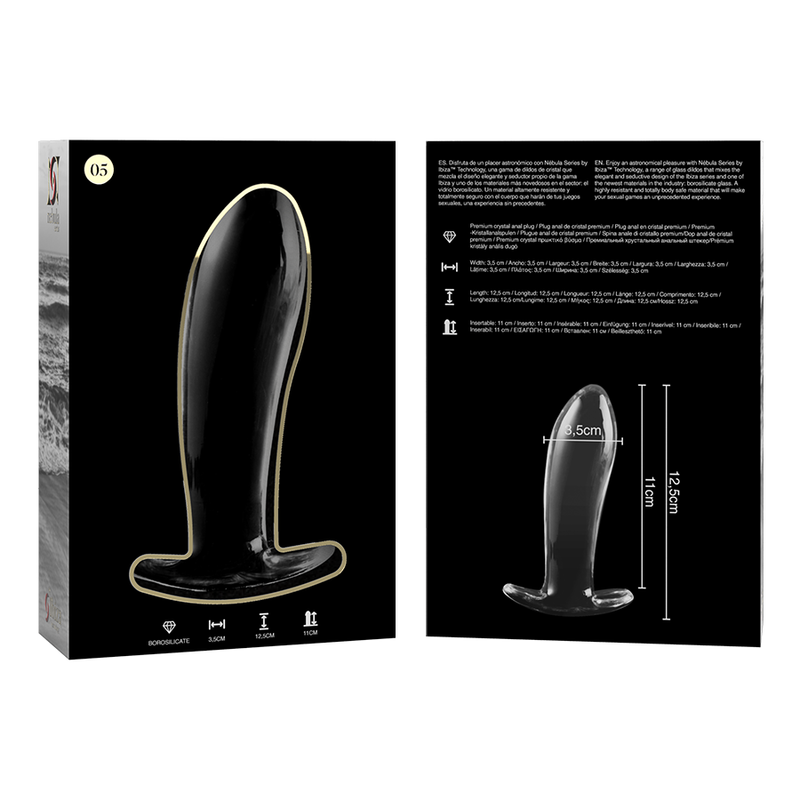 NEBULA SERIES BY IBIZA - MODELLO 5 PLUG ANALE VETRO BOROSILICATO TRASPARENTE 12.5 CM -O- 3.5 CM - NEBULA SERIES BY IBIZA | Lingerie Harness Boutique