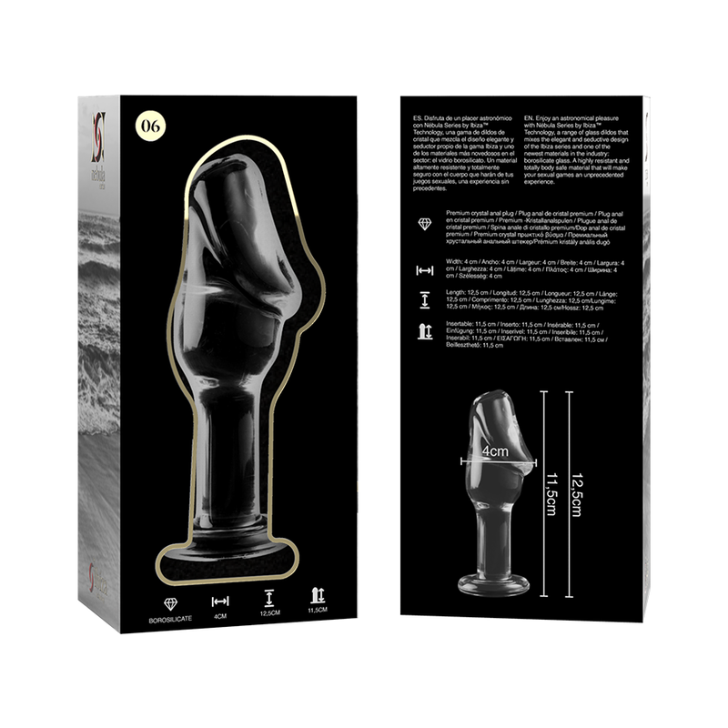 NEBULA SERIES BY IBIZA - MODELLO 6 PLUG ANALE VETRO BOROSILICATO TRASPARENTE 12.5 CM -O- 4 CM - NEBULA SERIES BY IBIZA | Lingerie Harness Boutique