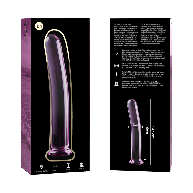 NEBULA SERIES BY IBIZA - MODELLO 8 DILDO IN VETRO BOROSILICATO TRASPARENTE 14.5 CM -O- 2 CM - NEBULA SERIES BY IBIZA | Lingerie Harness Boutique