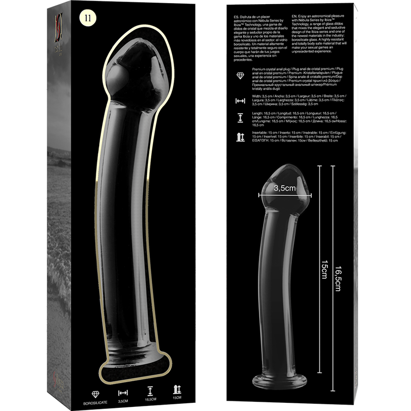 NEBULA SERIES BY IBIZA - MODELLO 11 DILDO IN VETRO BOROSILICATO TRASPARENTE 16 CM -O- 3 CM - NEBULA SERIES BY IBIZA | Lingerie Harness Boutique