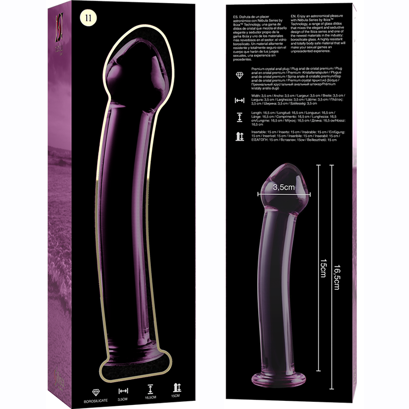 NEBULA SERIES BY IBIZA - MODELLO 11 DILDO IN VETRO BOROSILICATO TRASPARENTE 16 CM -O- 3 CM - NEBULA SERIES BY IBIZA | Lingerie Harness Boutique