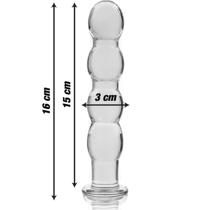 NEBULA SERIES BY IBIZA - MODELLO 10 DILDO IN VETRO BOROSILICATO TRASPARENTE 16.5 CM -O- 3.5 CM - NEBULA SERIES BY IBIZA | Lingerie Harness Boutique