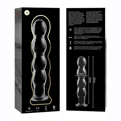 NEBULA SERIES BY IBIZA - MODELLO 10 DILDO IN VETRO BOROSILICATO TRASPARENTE 16.5 CM -O- 3.5 CM - NEBULA SERIES BY IBIZA | Lingerie Harness Boutique