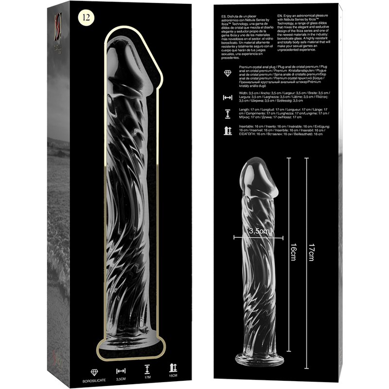 NEBULA SERIES BY IBIZA - MODELLO 12 DILDO IN VETRO BOROSILICATO TRASPARENTE 17 CM -O- 3.5 CM - NEBULA SERIES BY IBIZA | Lingerie Harness Boutique