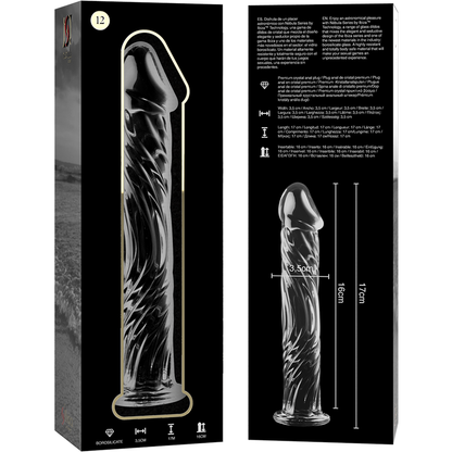 NEBULA SERIES BY IBIZA - MODELLO 12 DILDO IN VETRO BOROSILICATO TRASPARENTE 17 CM -O- 3.5 CM - NEBULA SERIES BY IBIZA | Lingerie Harness Boutique