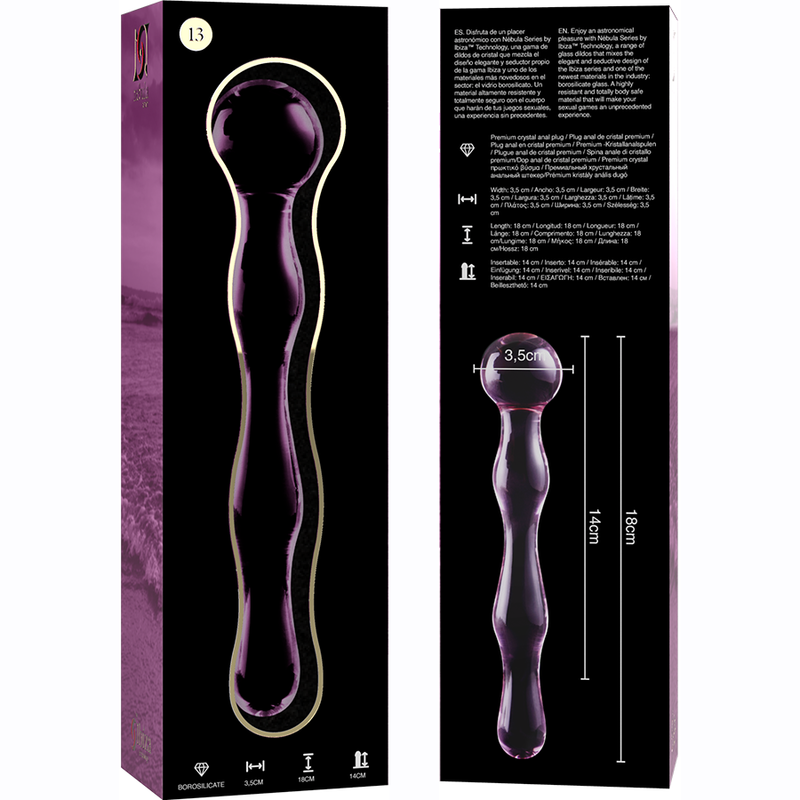 NEBULA SERIES BY IBIZA - MODELLO 13 DILDO IN VETRO BOROSILICATO TRASPARENTE 18 CM -O- 3.5 CM - NEBULA SERIES BY IBIZA | Lingerie Harness Boutique
