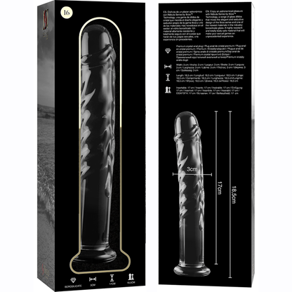 NEBULA SERIES BY IBIZA - MODELLO 16 DILDO IN VETRO BOROSILICATO TRASPARENTE 18.5 CM -O- 3 CM - NEBULA SERIES BY IBIZA | Lingerie Harness Boutique
