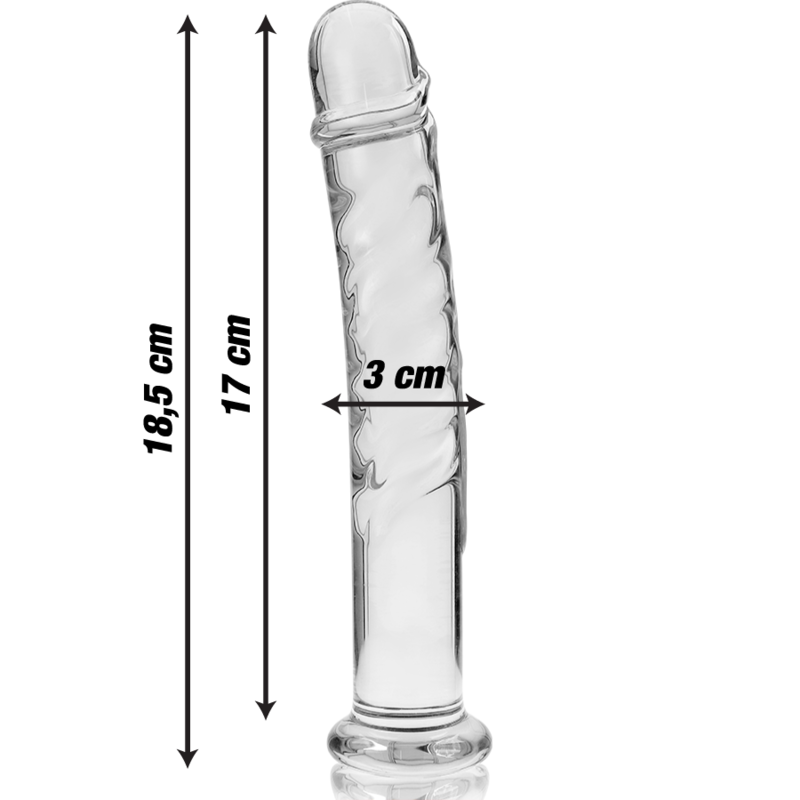NEBULA SERIES BY IBIZA - MODELLO 16 DILDO IN VETRO BOROSILICATO TRASPARENTE 18.5 CM -O- 3 CM - NEBULA SERIES BY IBIZA | Lingerie Harness Boutique