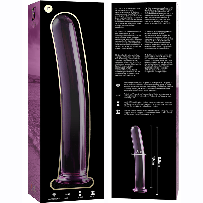 NEBULA SERIES BY IBIZA - MODELLO 17 DILDO IN VETRO BOROSILICATO TRASPARENTE 18.5 CM -O- 3 CM - NEBULA SERIES BY IBIZA | Lingerie Harness Boutique