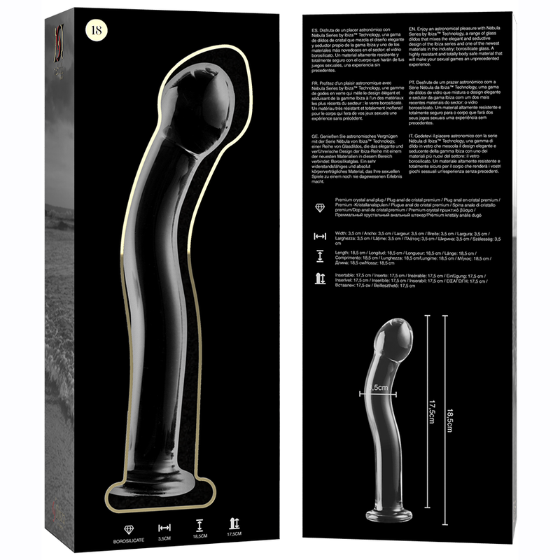 NEBULA SERIES BY IBIZA - MODELLO 18 DILDO IN VETRO BOROSILICATO TRASPARENTE 18.5 CM -O- 3.5 CM - NEBULA SERIES BY IBIZA | Lingerie Harness Boutique