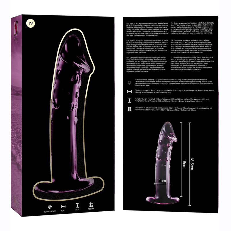 NEBULA SERIES BY IBIZA - MODELLO 19 DILDO IN VETRO BOROSILICATO TRASPARENTE 18.5 CM -O- 4 CM - NEBULA SERIES BY IBIZA | Lingerie Harness Boutique