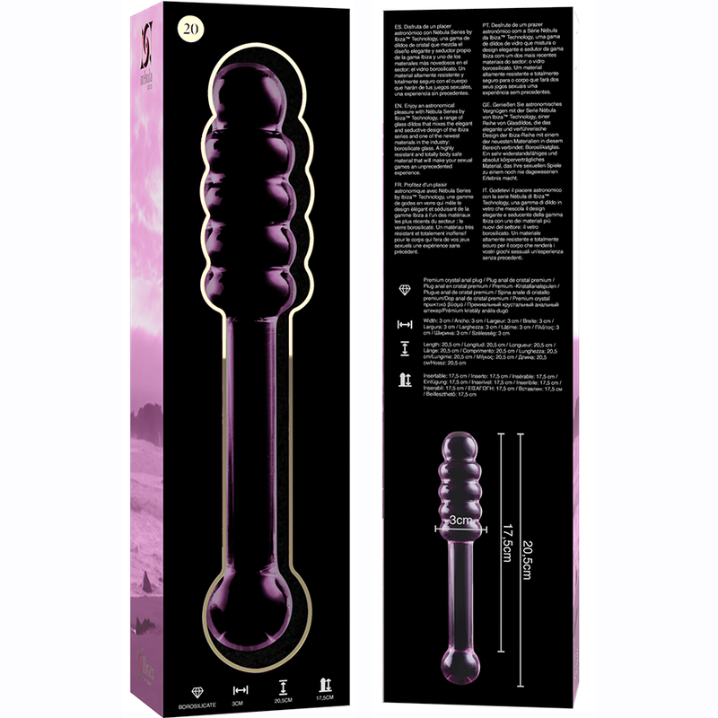 NEBULA SERIES BY IBIZA - MODELLO 20 DILDO IN VETRO BOROSILICATO TRASPARENTE 20.5 CM -O- 3 CM - NEBULA SERIES BY IBIZA | Lingerie Harness Boutique