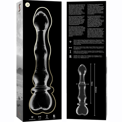 NEBULA SERIES BY IBIZA - MODELLO 21 DILDO IN VETRO BOROSILICATO TRASPARENTE 20.5 CM -O- 3.5 CM - NEBULA SERIES BY IBIZA | Lingerie Harness Boutique