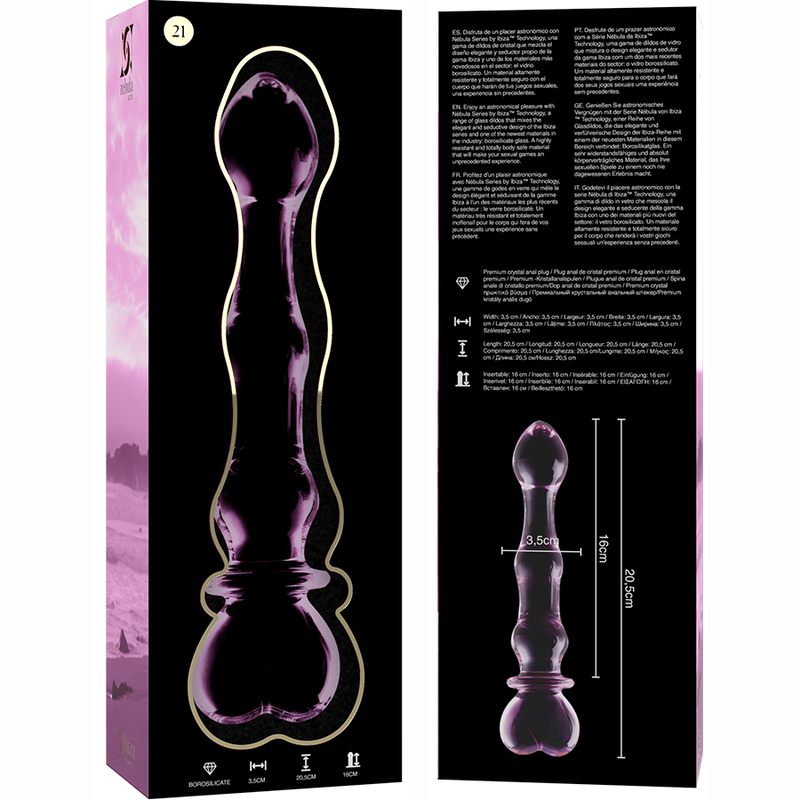 NEBULA SERIES BY IBIZA - MODELLO 21 DILDO IN VETRO BOROSILICATO TRASPARENTE 20.5 CM -O- 3.5 CM - NEBULA SERIES BY IBIZA | Lingerie Harness Boutique