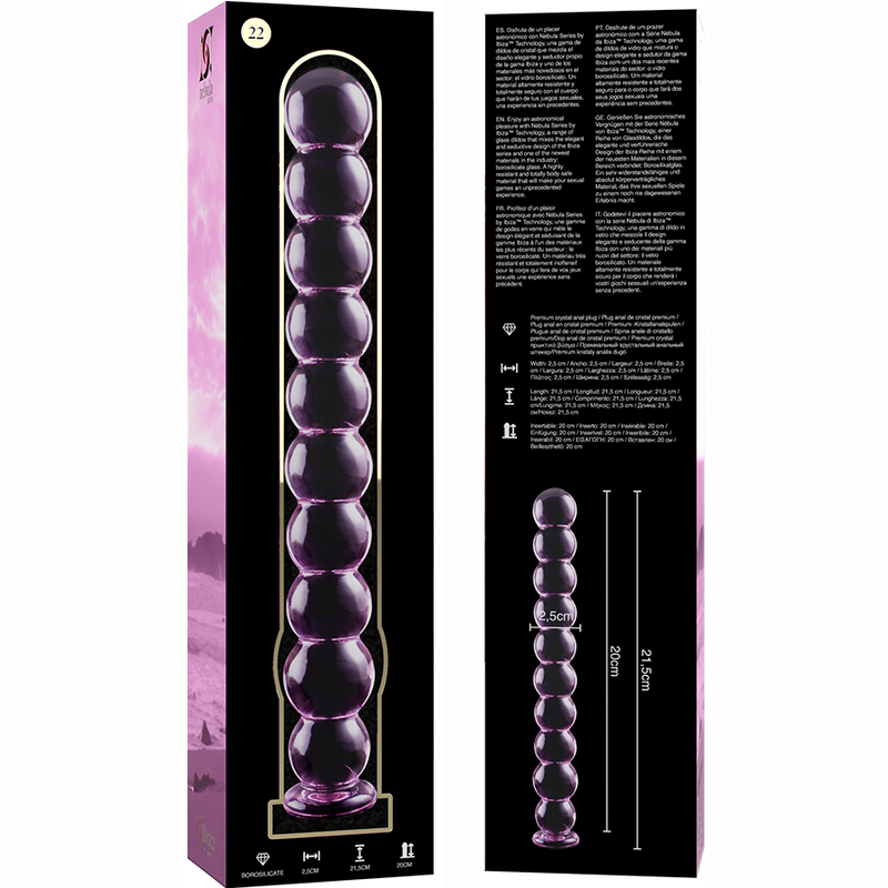 NEBULA SERIES BY IBIZA - MODELLO 22 DILDO IN VETRO BOROSILICATO TRASPARENTE 21.5 CM -O- 2.5 CM - NEBULA SERIES BY IBIZA | Lingerie Harness Boutique