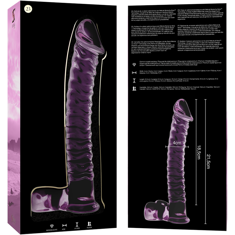NEBULA SERIES BY IBIZA - MODELLO 23 DILDO IN VETRO BOROSILICATO TRASPARENTE 21.5 CM -O- 4 CM - NEBULA SERIES BY IBIZA | Lingerie Harness Boutique