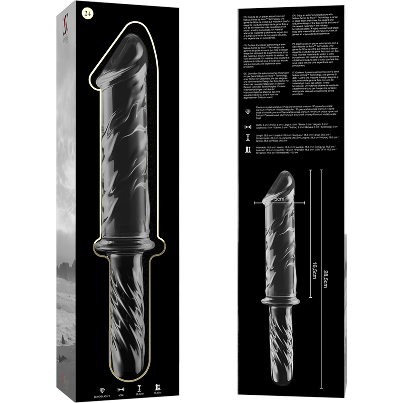 NEBULA SERIES BY IBIZA - MODELLO 24 DILDO IN VETRO BOROSILICATO TRASPARENTE 28.5 CM -O- 5 CM - NEBULA SERIES BY IBIZA | Lingerie Harness Boutique