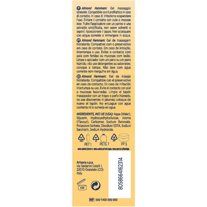 CONTROL - GEL DA MASSAGGIO HAMMAM ALLE MANDORLE 3 IN 1 200 ML - CONTROL LUBES | Lingerie Harness Boutique
