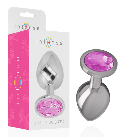 INTENSE - PLUG ANALE IN METALLO ALLUMINIO CON CRISTALLO ROSA MISURA L - INTENSE ANAL TOYS | Lingerie Harness Boutique