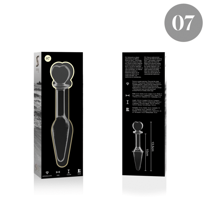 NEBULA SERIES BY IBIZA - MODELLO 7 PLUG ANALE VETRO BOROSILICATO TRASPARENTE 13.5 CM -O- 3 CM - NEBULA SERIES BY IBIZA | Lingerie Harness Boutique