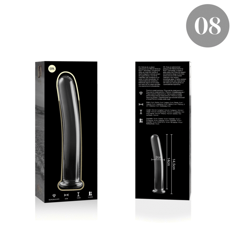 NEBULA SERIES BY IBIZA - MODELLO 8 DILDO IN VETRO BOROSILICATO TRASPARENTE 14.5 CM -O- 2 CM - NEBULA SERIES BY IBIZA | Lingerie Harness Boutique