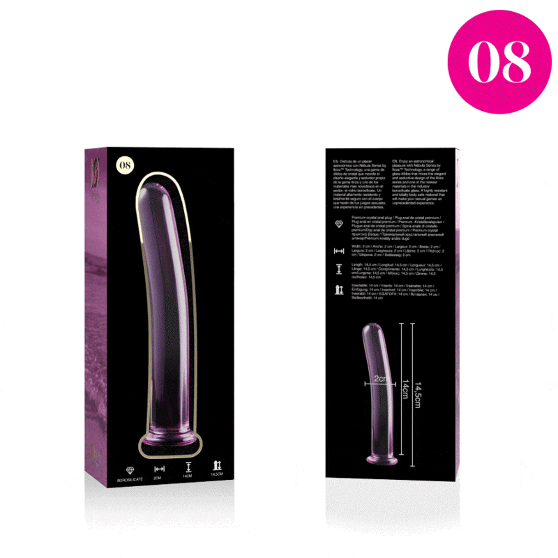 NEBULA SERIES BY IBIZA - MODELLO 8 DILDO IN VETRO BOROSILICATO TRASPARENTE 14.5 CM -O- 2 CM - NEBULA SERIES BY IBIZA | Lingerie Harness Boutique