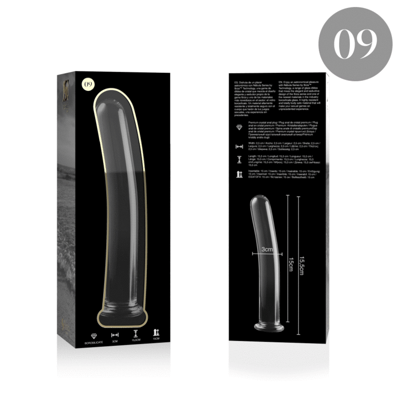 NEBULA SERIES BY IBIZA - MODELLO 9 DILDO IN VETRO BOROSILICATO TRASPARENTE 15.5 CM -O- 2.5 CM - NEBULA SERIES BY IBIZA | Lingerie Harness Boutique