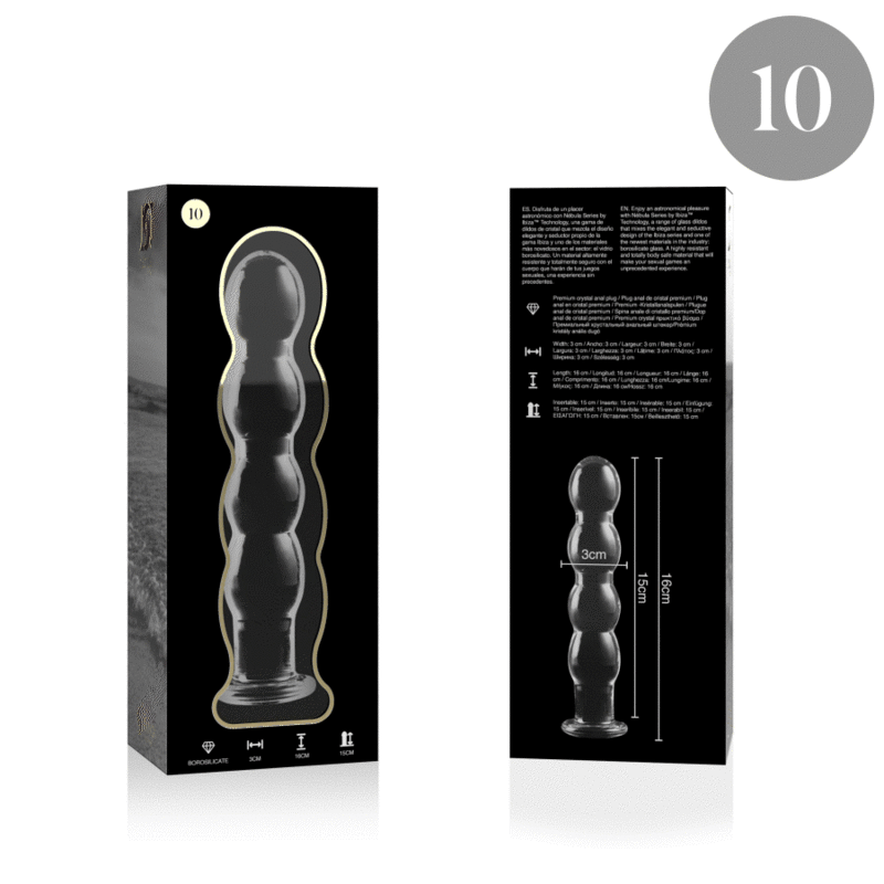 NEBULA SERIES BY IBIZA - MODELLO 10 DILDO IN VETRO BOROSILICATO TRASPARENTE 16.5 CM -O- 3.5 CM - NEBULA SERIES BY IBIZA | Lingerie Harness Boutique