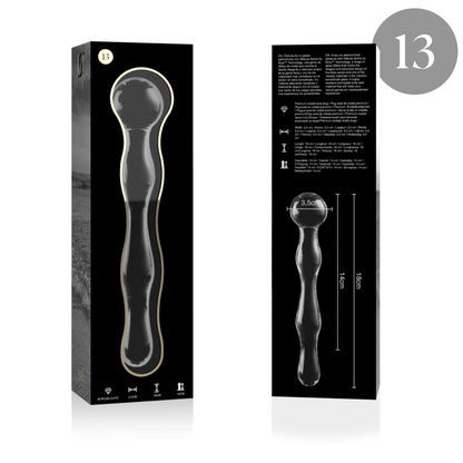 NEBULA SERIES BY IBIZA - MODELLO 13 DILDO IN VETRO BOROSILICATO TRASPARENTE 18 CM -O- 3.5 CM - NEBULA SERIES BY IBIZA | Lingerie Harness Boutique