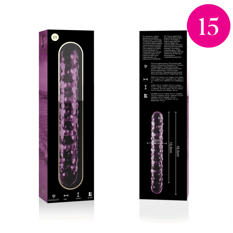NEBULA SERIES BY IBIZA - MODELLO 15 DILDO IN VETRO BOROSILICATO TRASPARENTE 18.5 CM -O- 3 CM - NEBULA SERIES BY IBIZA | Lingerie Harness Boutique