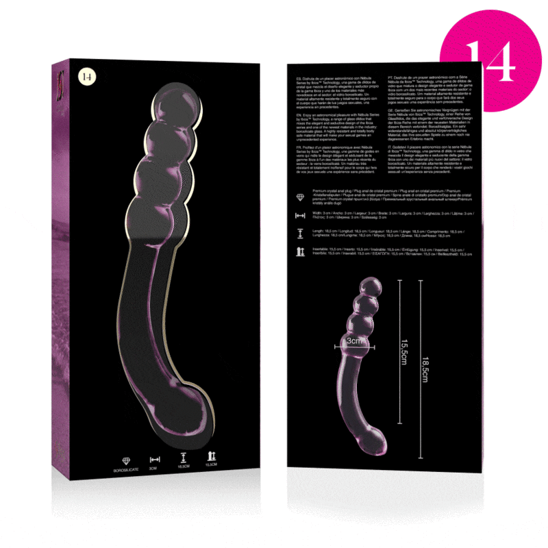 NEBULA SERIES BY IBIZA - MODELLO 14 DILDO IN VETRO BOROSILICATO TRASPARENTE 18.5 CM -O- 3 CM - NEBULA SERIES BY IBIZA | Lingerie Harness Boutique