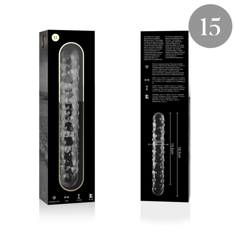 NEBULA SERIES BY IBIZA - MODELLO 15 DILDO IN VETRO BOROSILICATO TRASPARENTE 18.5 CM -O- 3 CM - NEBULA SERIES BY IBIZA | Lingerie Harness Boutique
