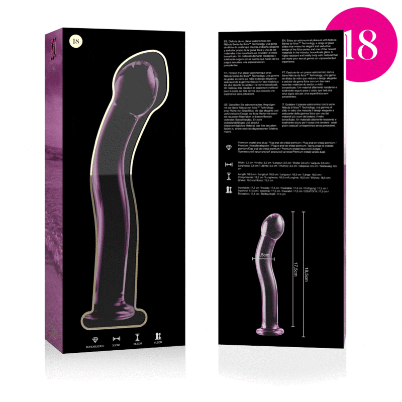 NEBULA SERIES BY IBIZA - MODELLO 18 DILDO IN VETRO BOROSILICATO TRASPARENTE 18.5 CM -O- 3.5 CM - NEBULA SERIES BY IBIZA | Lingerie Harness Boutique