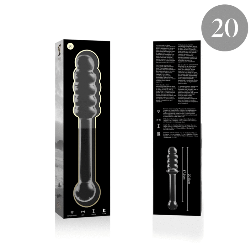 NEBULA SERIES BY IBIZA - MODELLO 20 DILDO IN VETRO BOROSILICATO TRASPARENTE 20.5 CM -O- 3 CM - NEBULA SERIES BY IBIZA | Lingerie Harness Boutique