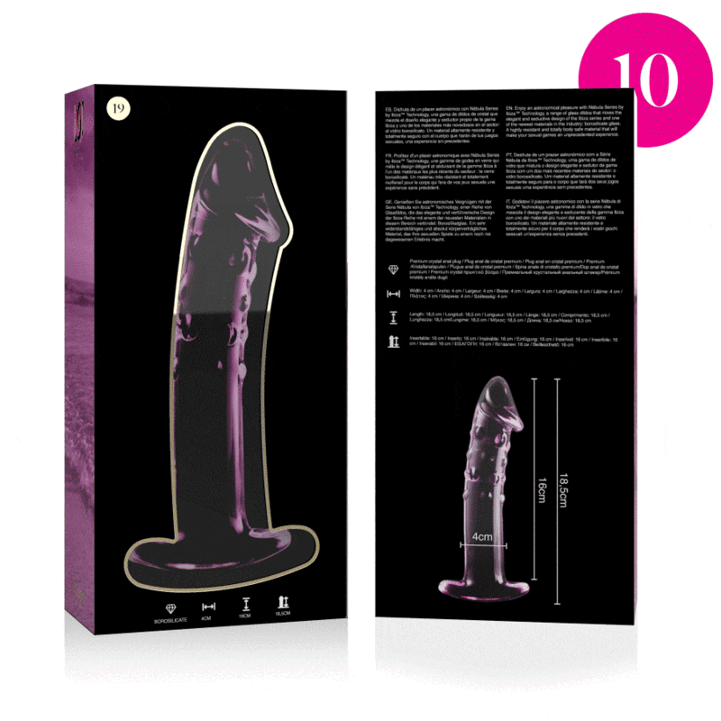 NEBULA SERIES BY IBIZA - MODELLO 19 DILDO IN VETRO BOROSILICATO TRASPARENTE 18.5 CM -O- 4 CM - NEBULA SERIES BY IBIZA | Lingerie Harness Boutique