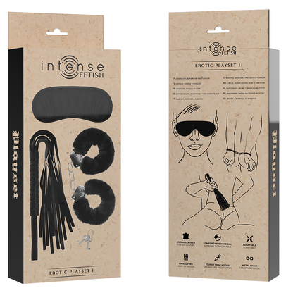 INTENSE - FETISH PLAYSET EROTICO 1 CON MANETTE, MASCHERA CIECA E FLOGGER - INTENSE FETISH | Lingerie Harness Boutique